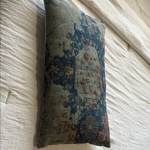 Pottery Barn Blue and Gray Patterned Pillow